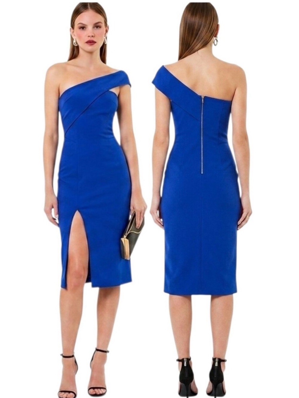 Nicholas One-Shoulder Sheath Dress in Cobalt Blue